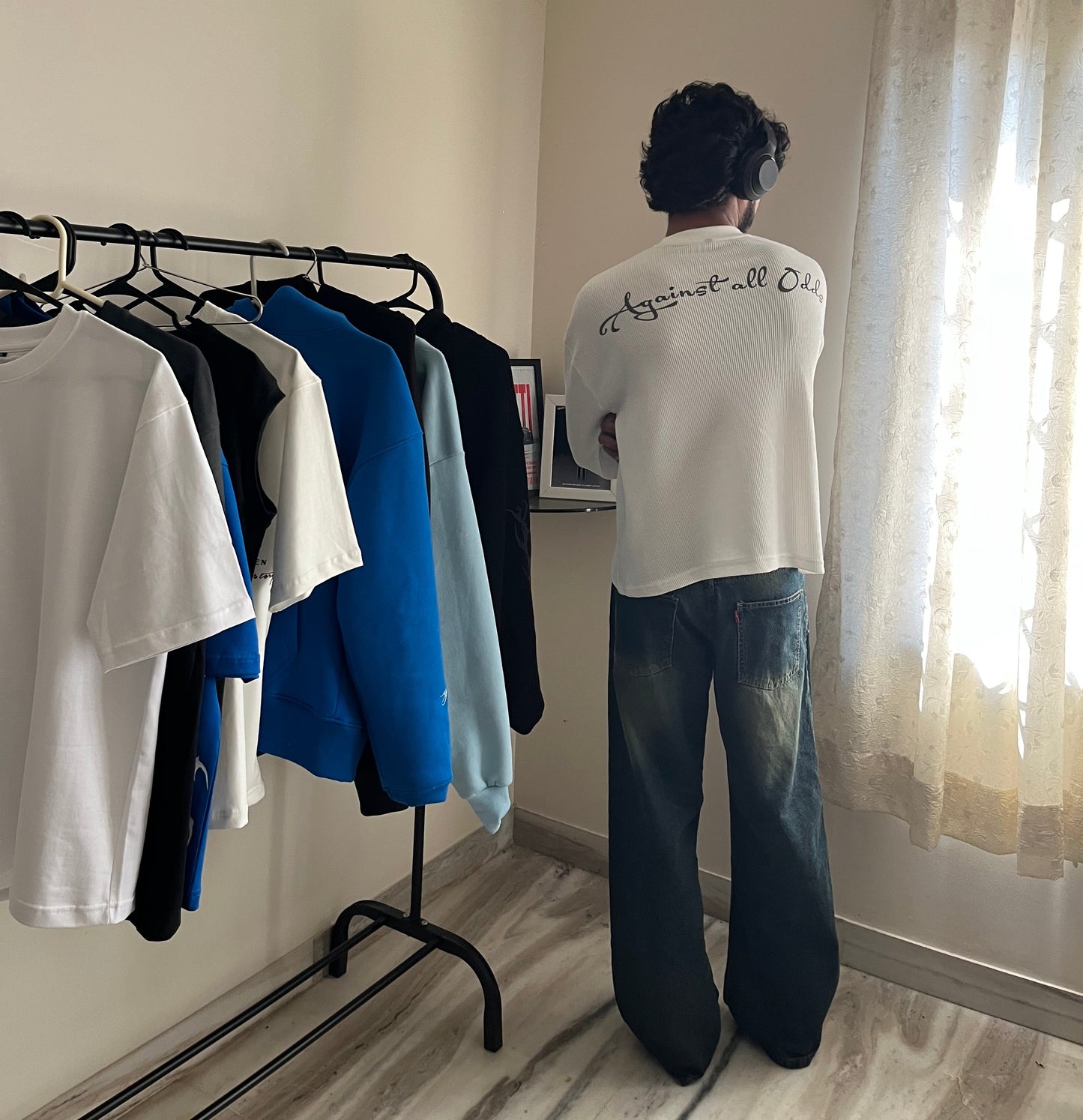 Against all odds waffle netted tshirt